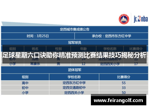 足球星期六口诀助你精准预测比赛结果技巧揭秘分析